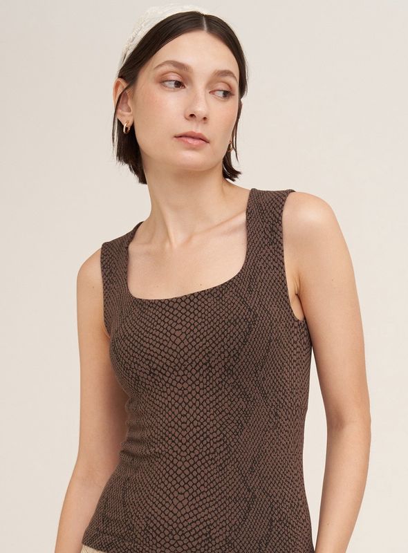 Ivy Snakeskin Square Neck Tank