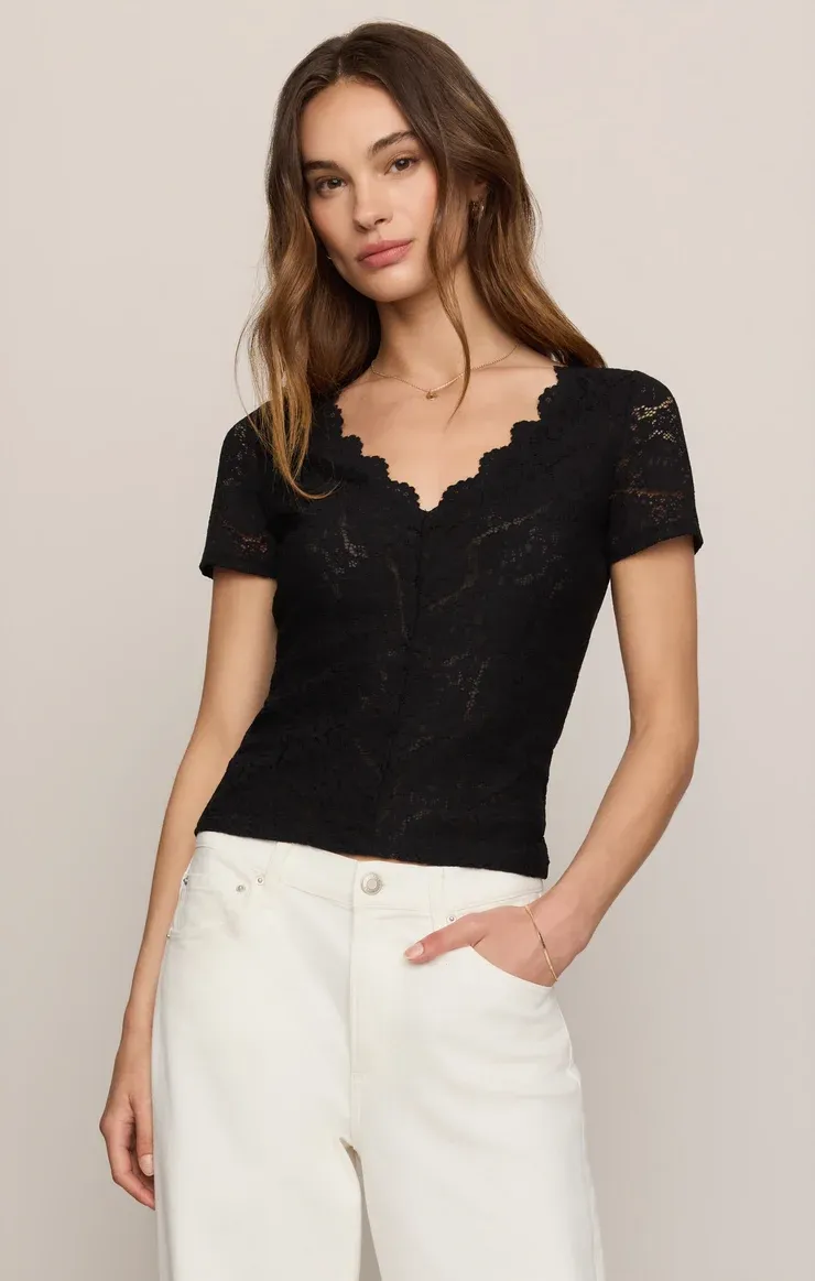 Audrey Lace Short Sleeve Top