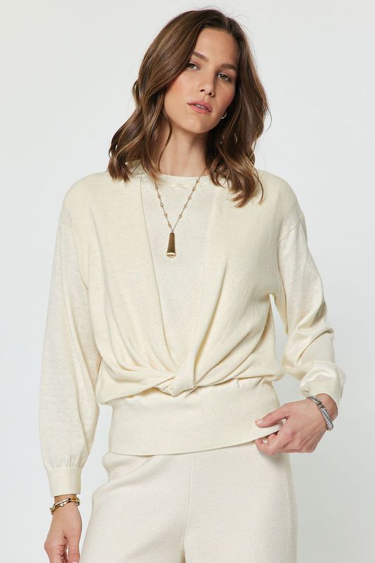 Julian wrap front ls layered sweater