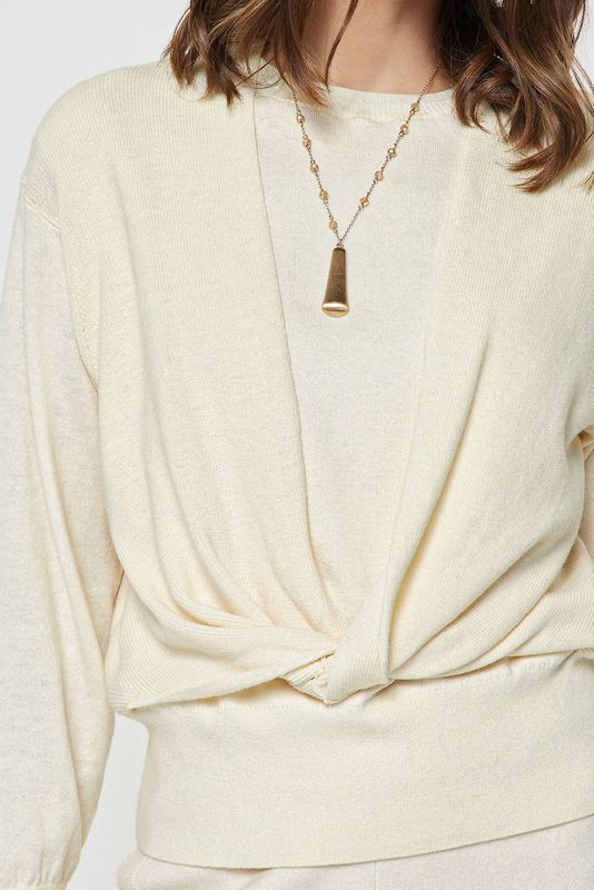Julian wrap front ls layered sweater