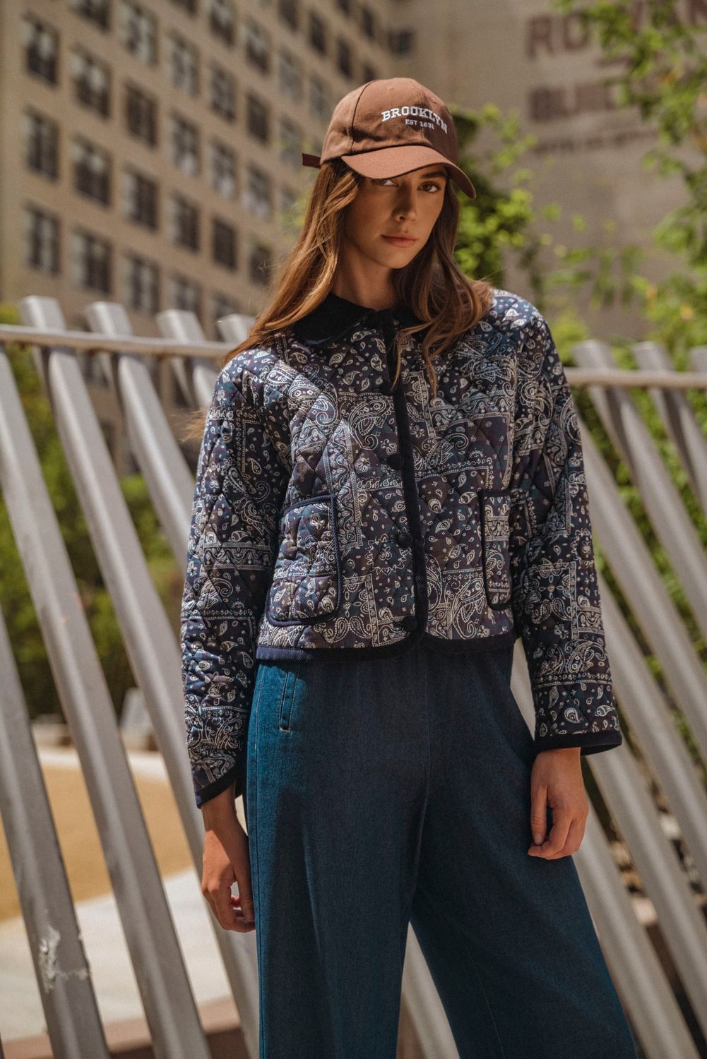 Bri quilted paisley corduroy collar jacket