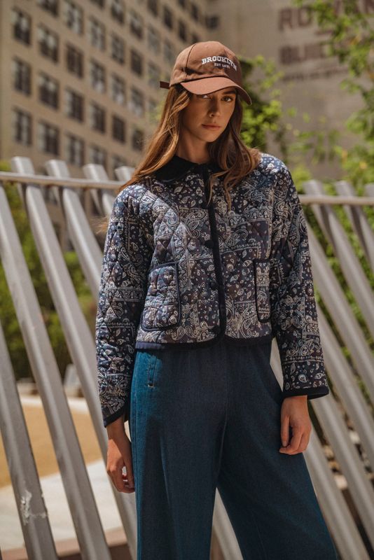 Bri Quilted Paisley Corduroy Collar Jacket