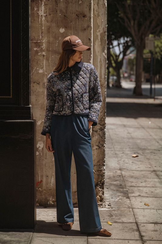 Bri Quilted Paisley Corduroy Collar Jacket