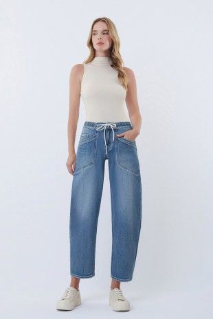 Katie Hi Rise Drawstring Wide Barrel