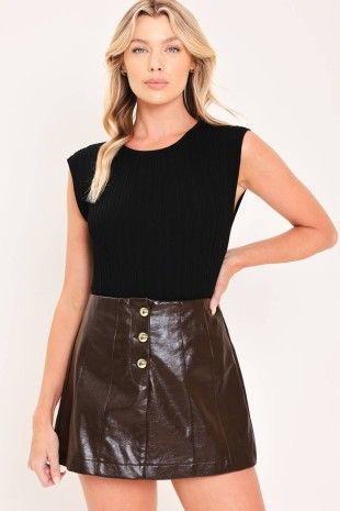 Sofi Faux Leather Skort