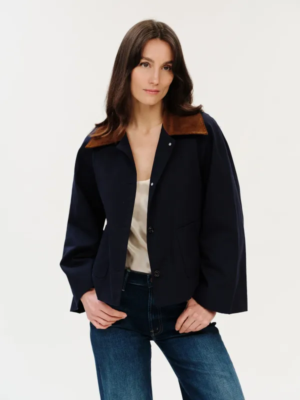 Candace Cord Collar Canvas Jacket