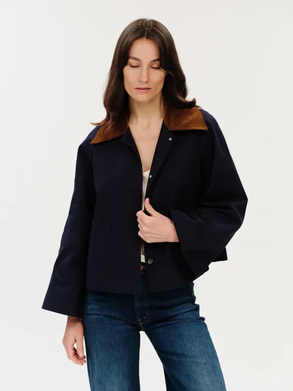 Candace Cord Collar Canvas Jacket