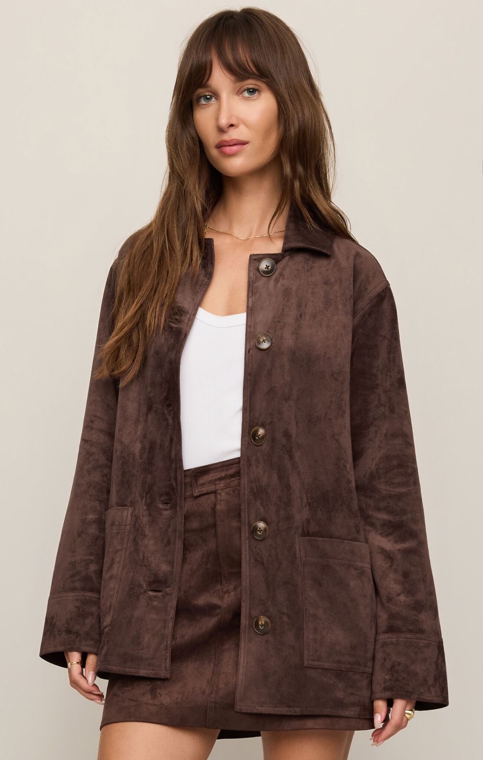 Decker Suede Chore Coat, Colour: CHOCOLATE, Size: XSMALL