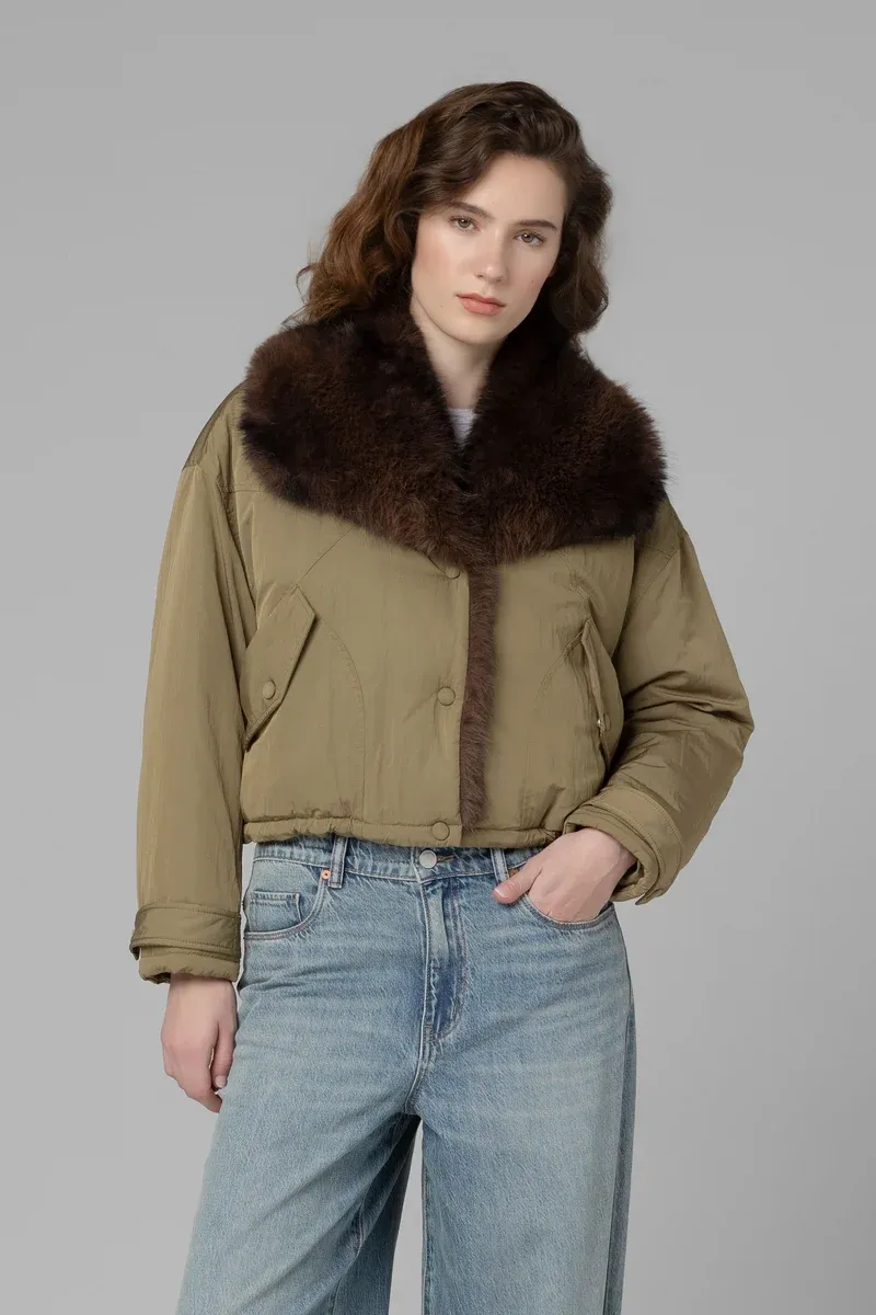 In Rotation Nylon Fur Jacket