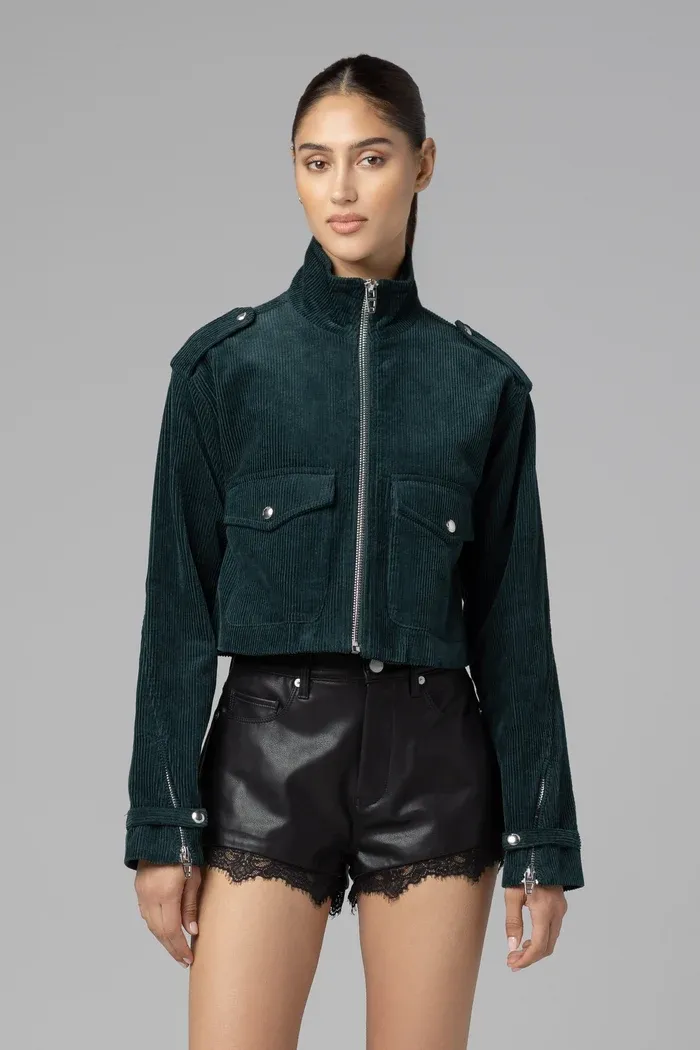 Social Cues High Collar Cord Jacket