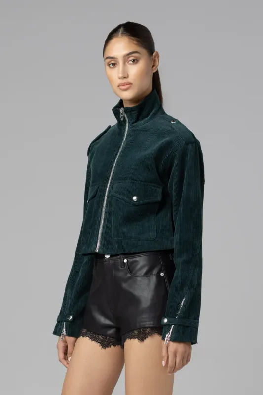 Social Cues High Collar Cord Jacket