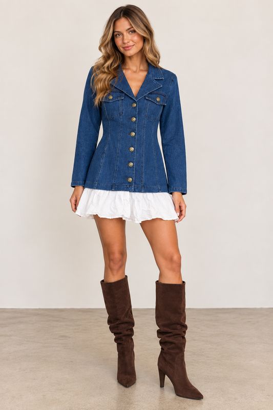Delaney Denim Drop-Waist Dress