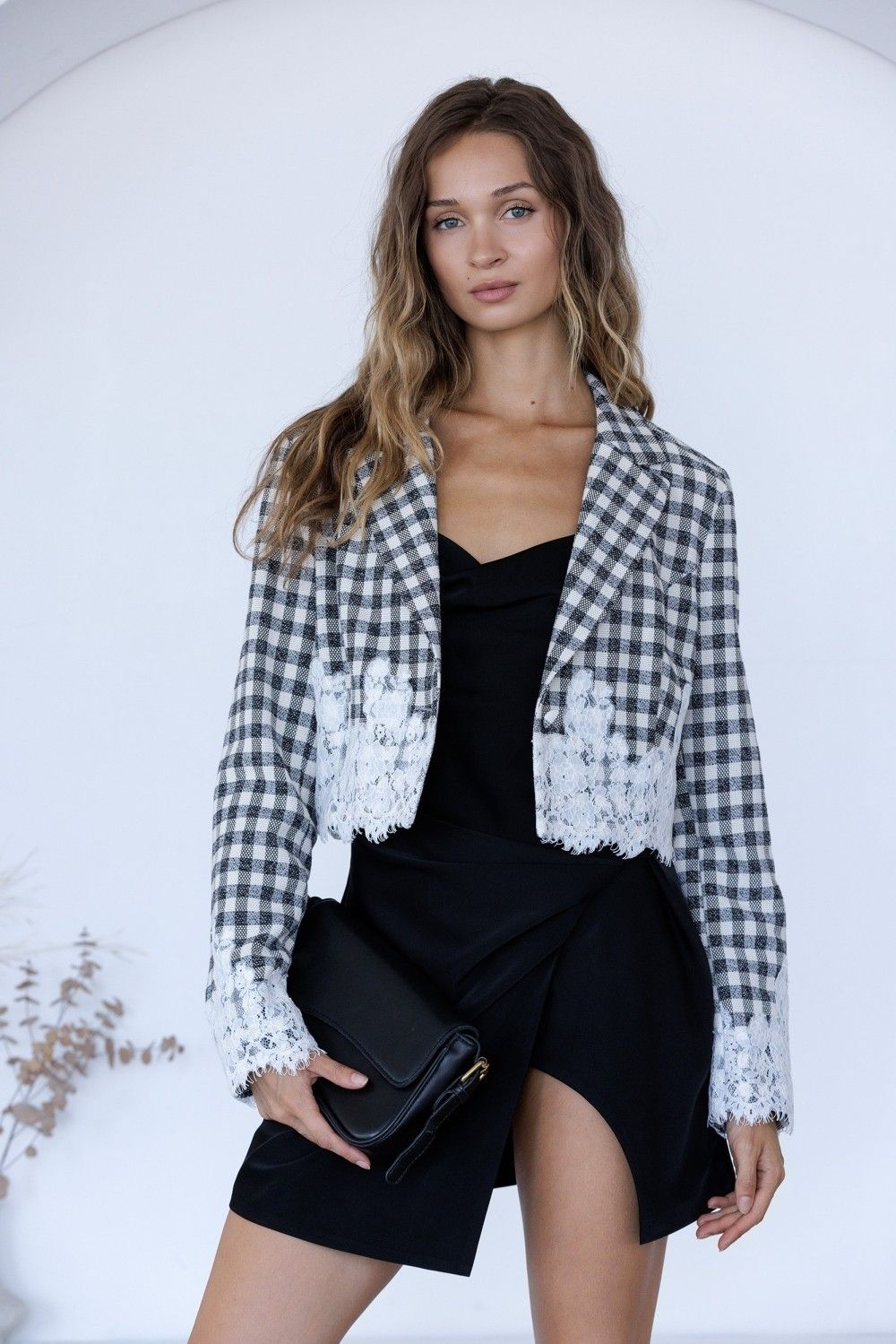 The Devin Gingham Lace Blazer