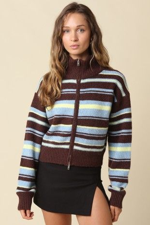 Aspen Stripe Zip Cardigan