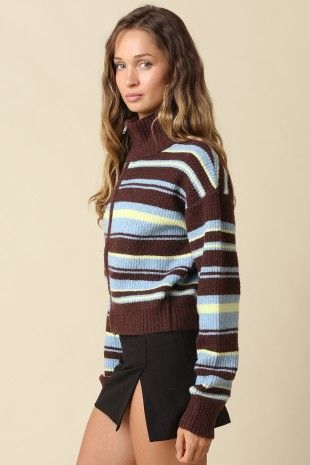 Aspen Stripe Zip Cardigan