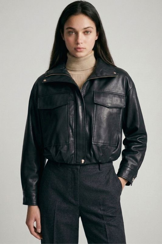 Alaya vegan leather bomber jacket