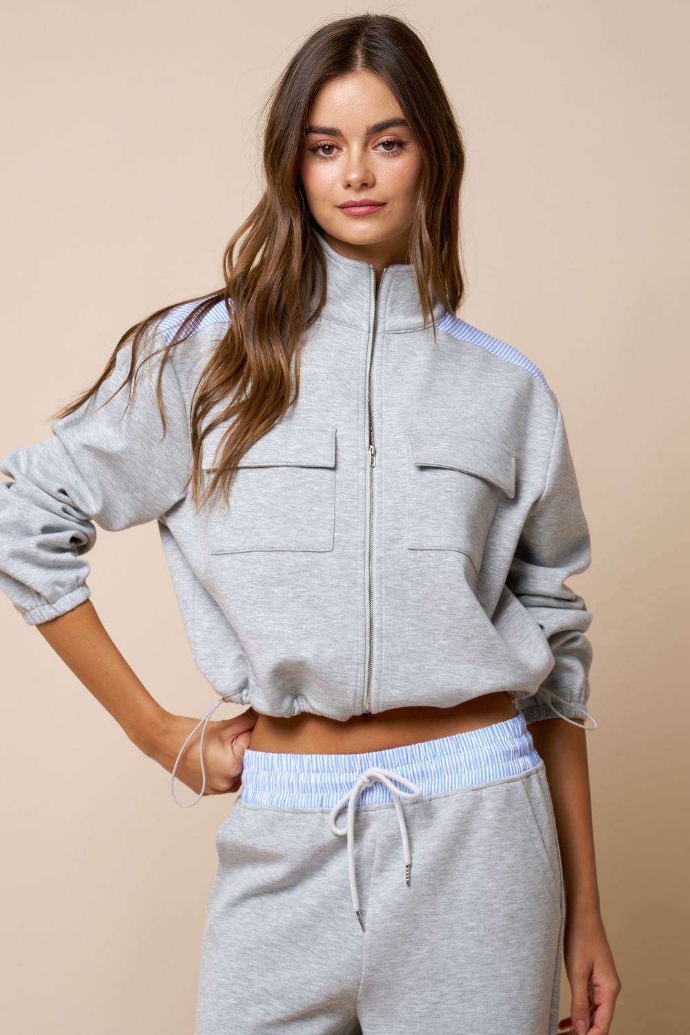 Casey color block zipup sweatshirt