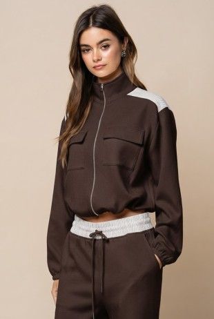 Casey Color Block Zip-Up Sweatshirt