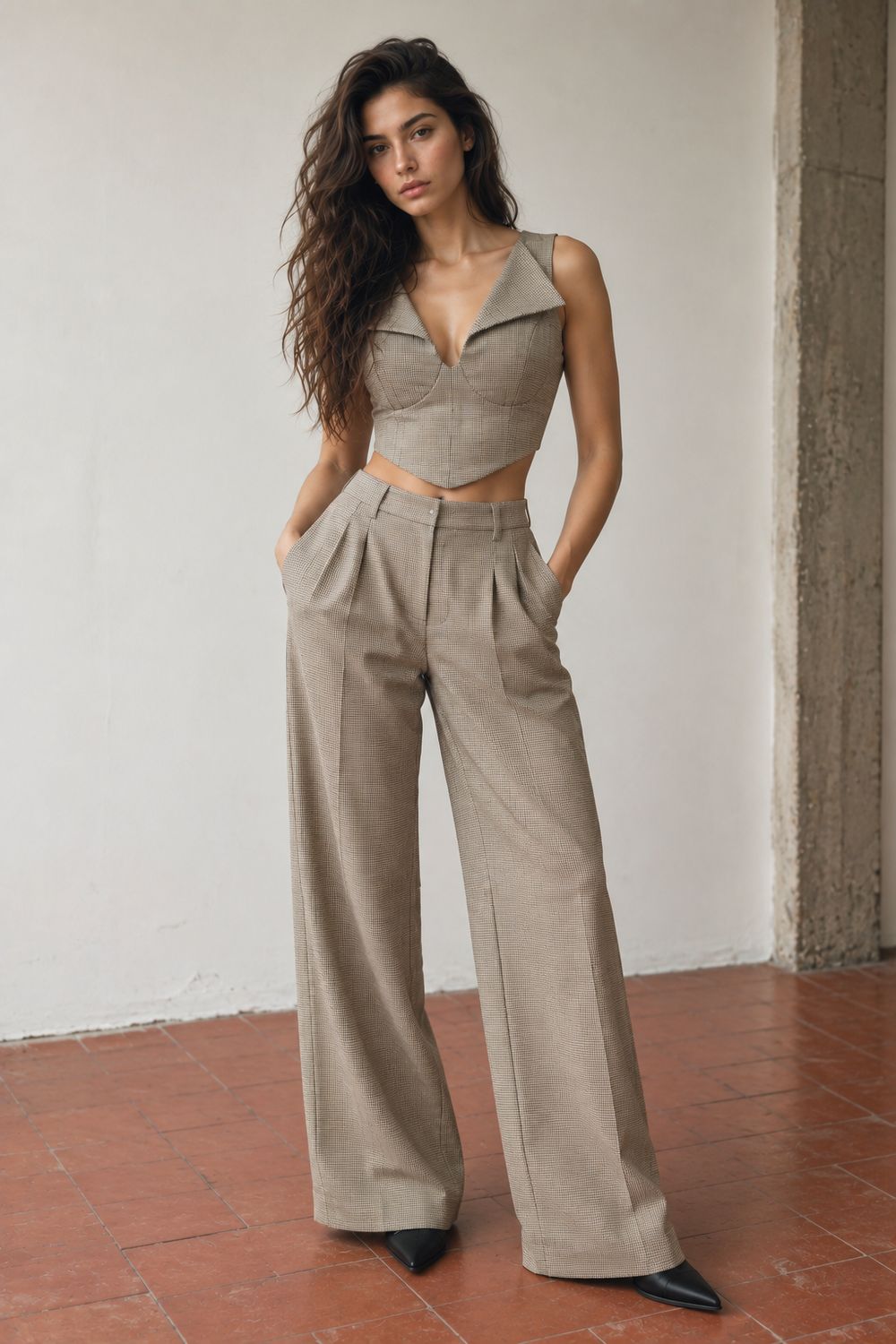 Lara Check Barrel Pant
