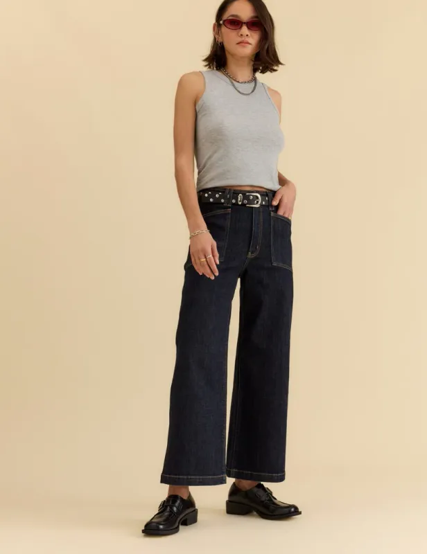 Valley Girl High Rise Wide Ankle Jeans