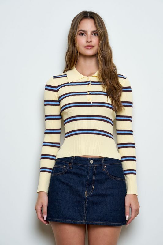 Varsity Stripe Polo Knit