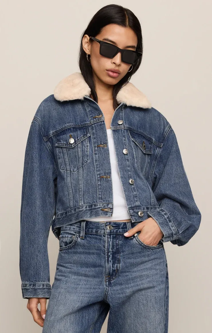 The daily denim fur jacket 100% cotton