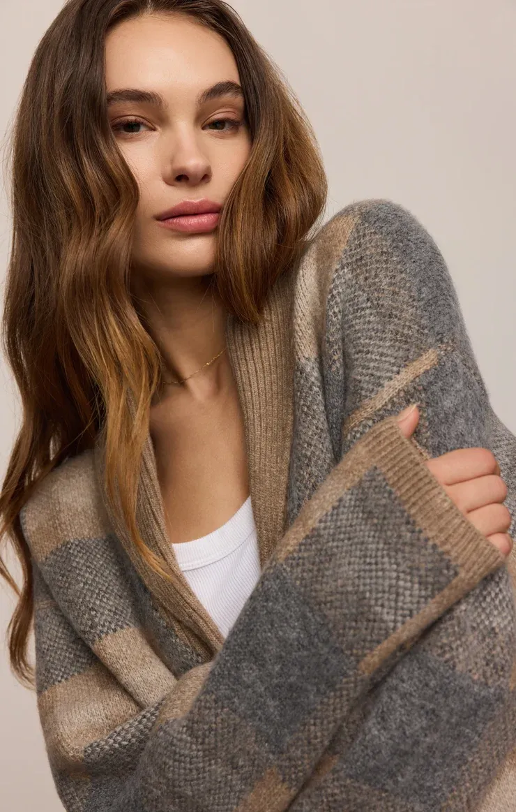 Ludlow plush plaid classic cardigan