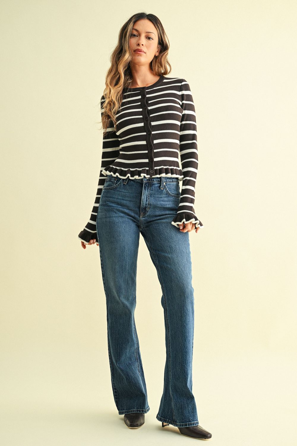 Preto stretch bootcut dark denim