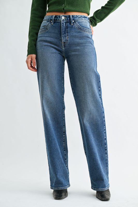 Double Pocket Wide Leg Medium Wash
