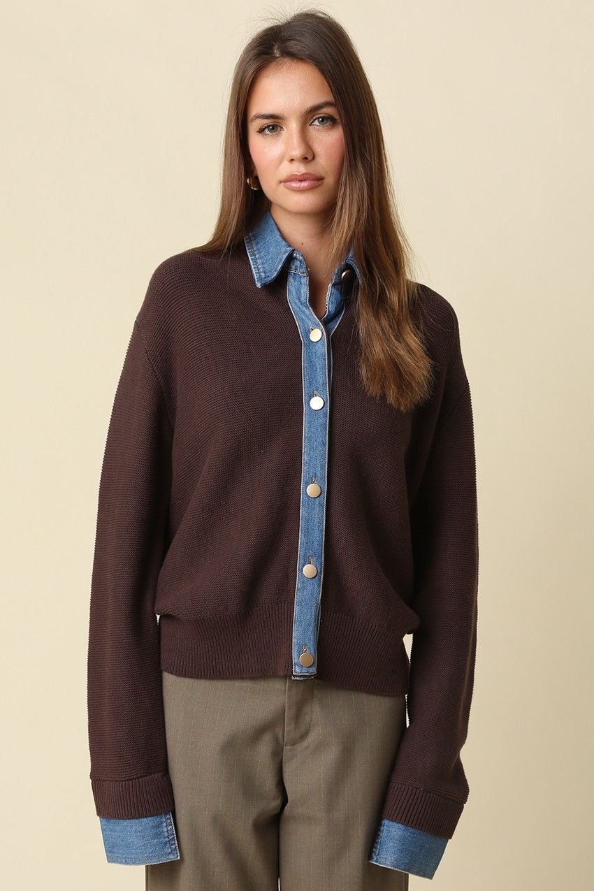Dana layered look knit cardigan