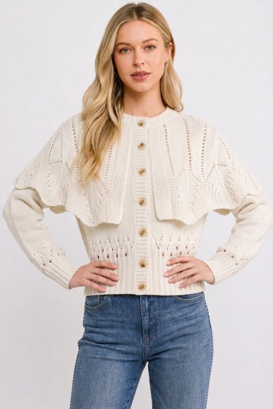 Kappa crochet capelet button cardigan