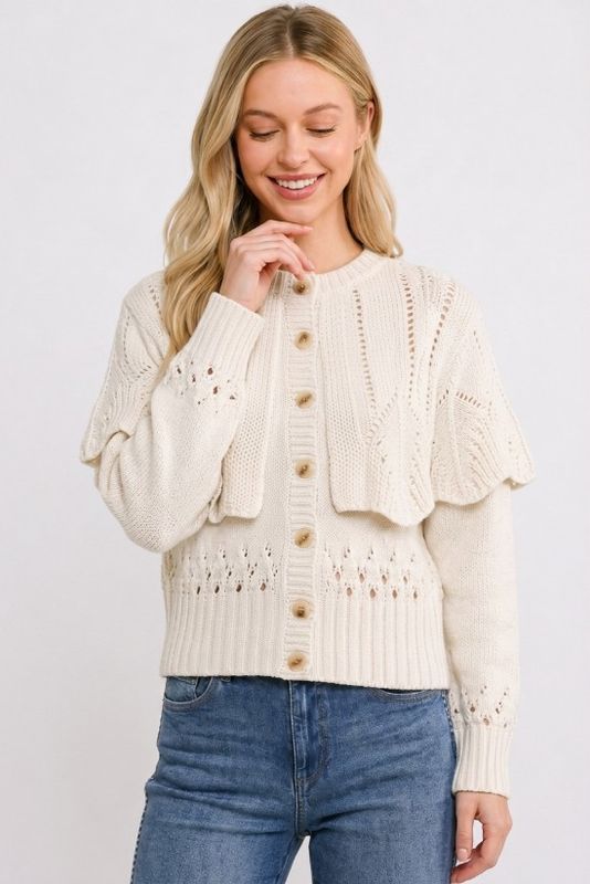 Kappa Crochet Capelet Button Cardigan