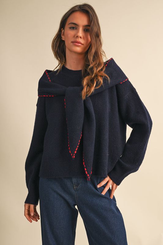 PULLOVER SWEATER WITH SCARF