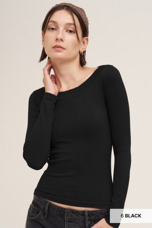 Ribbed Boatneck LS top