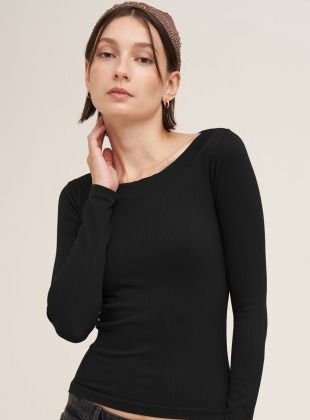 Ribbed Boatneck LS top