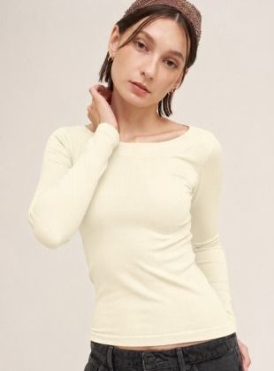 Ribbed Boatneck LS top