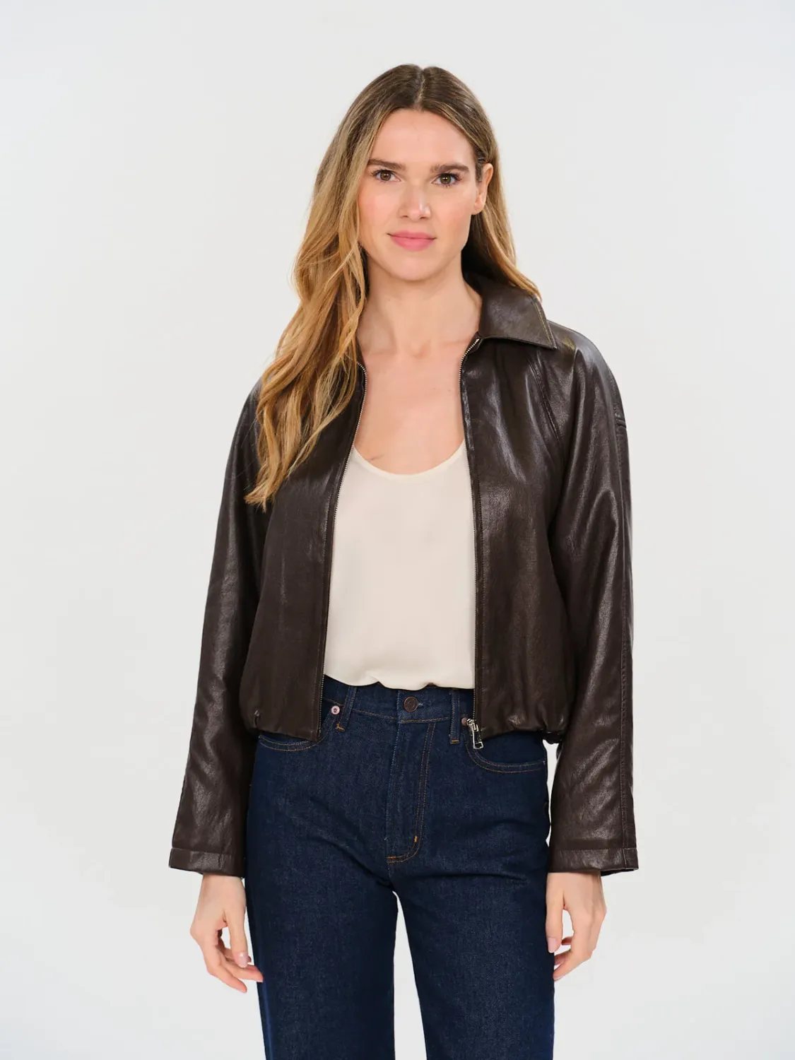 Valeria Faux Leather Bubble Bomber Jacket