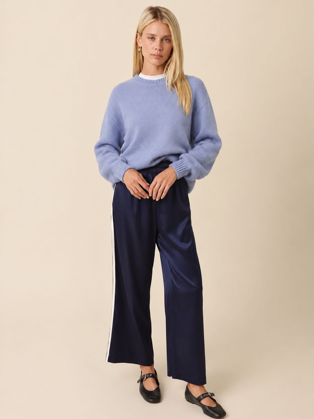 Sporty Chic Satin Track Pant
