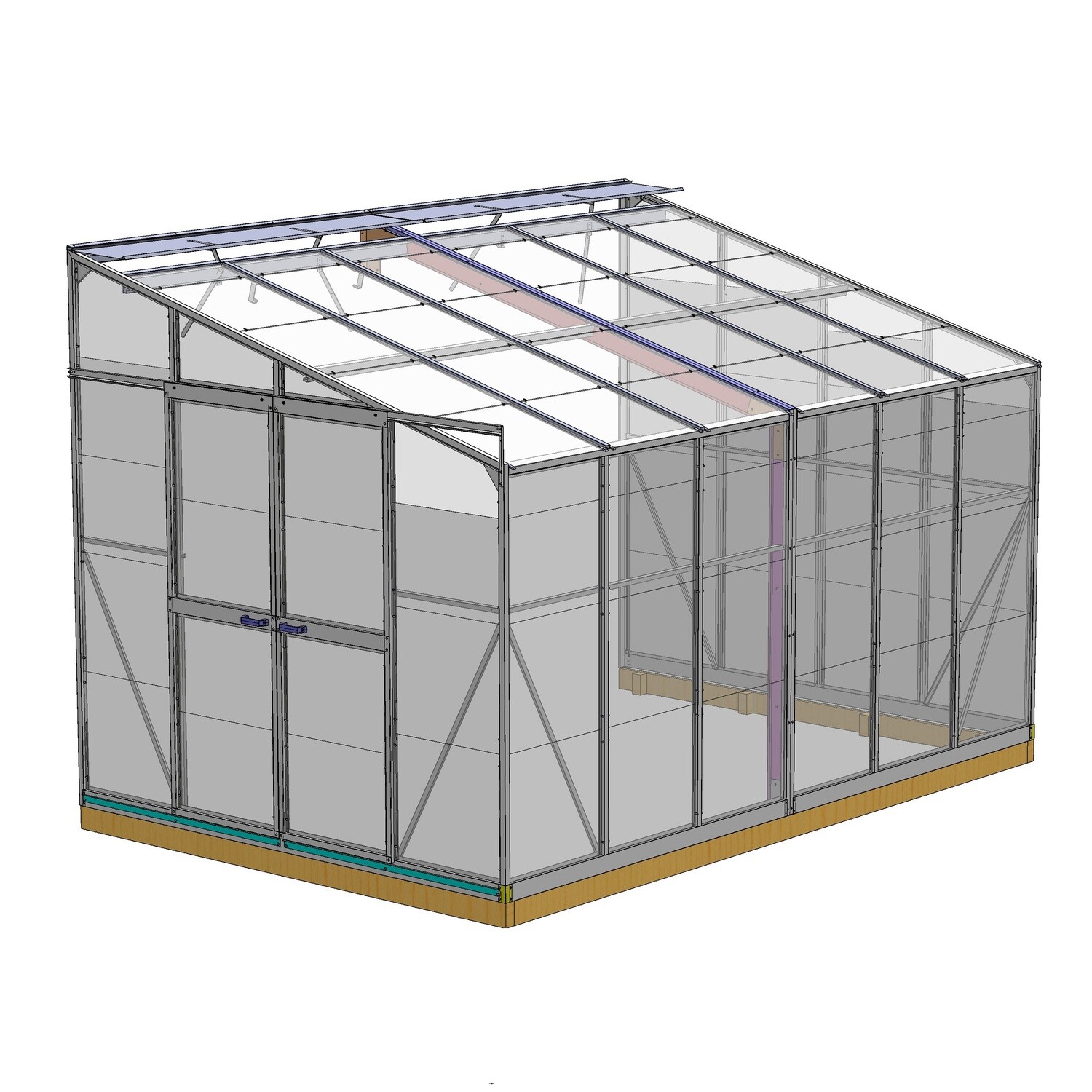Argyle Lean-To 2436 2.4m x 3.6m Double Door Glasshouse
