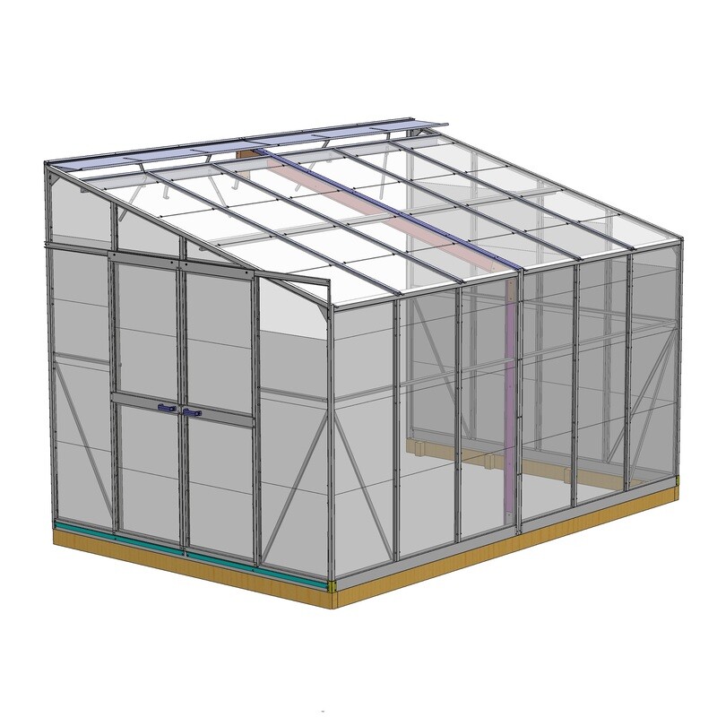 Argyle Lean-To 2436 2.4m x 3.6m Double Door Glasshouse