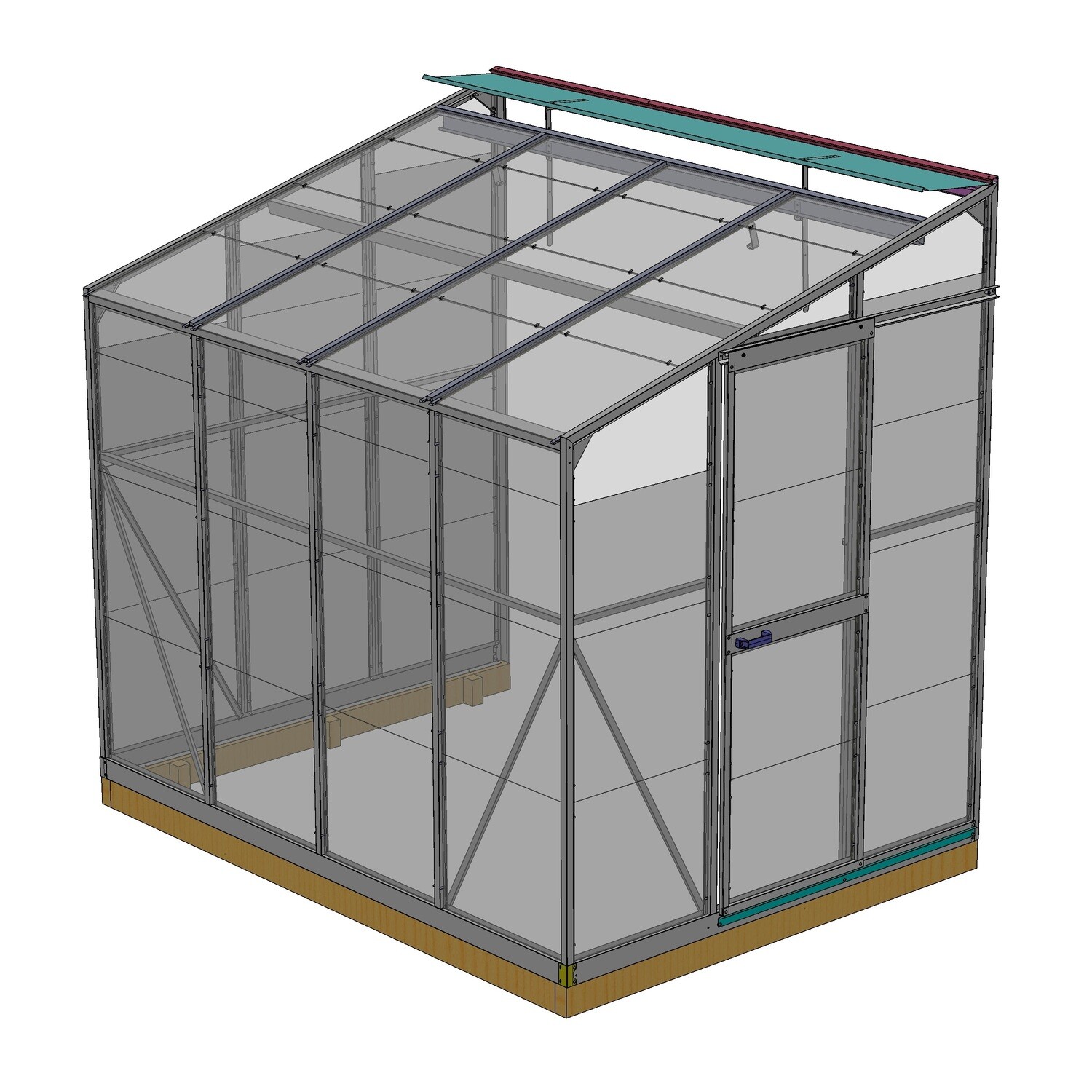 Argyle Lean-To 1824 1.8m x 2.4m Single Door Glasshouse