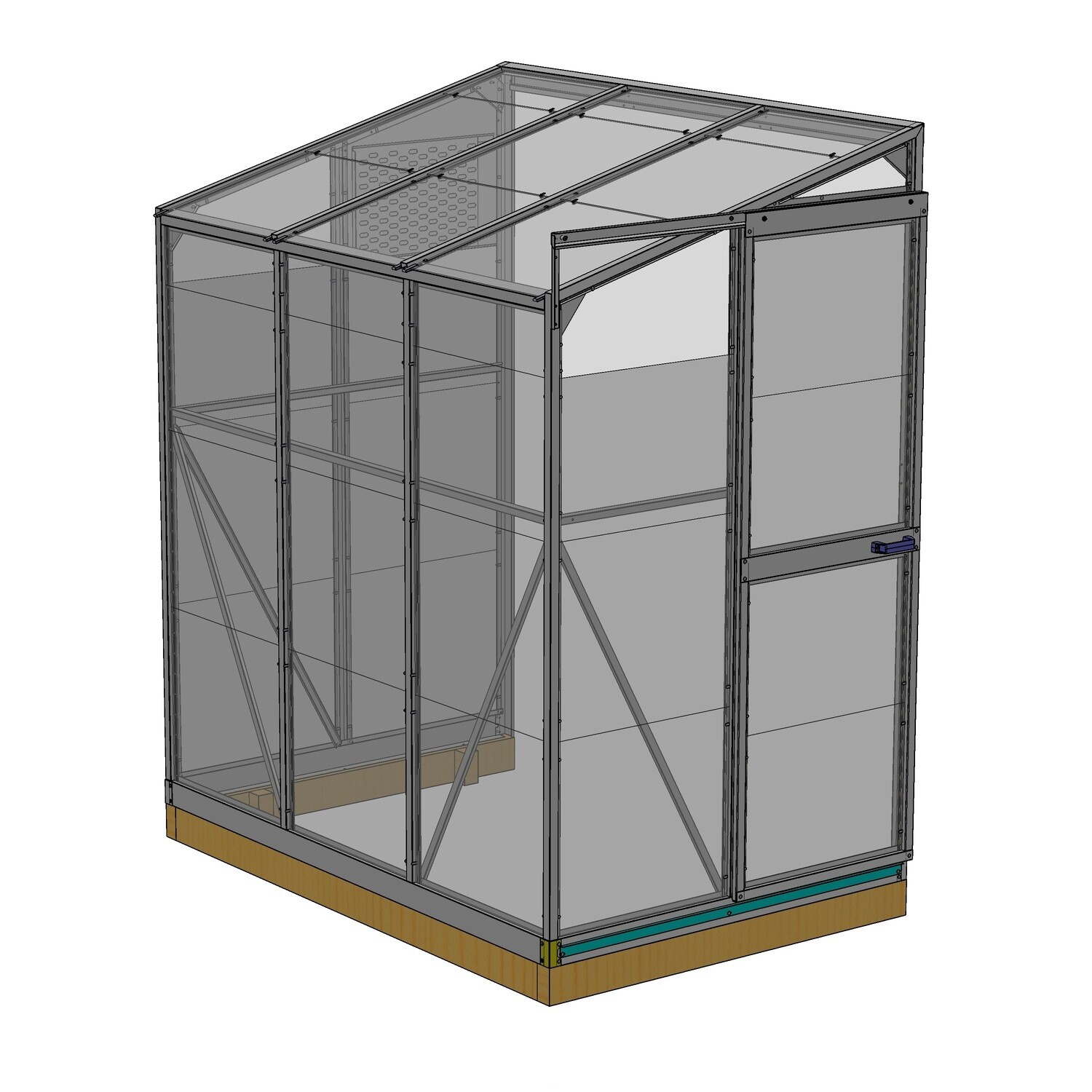 Argyle Lean-To 1218 1.2m to 1.8m Single Door Glasshouse