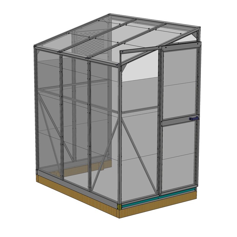 Argyle Lean-To 1218 1.2m to 1.8m Single Door Glasshouse