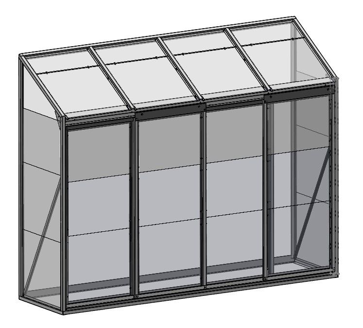 Argyle Lean-To 624 0.62 x 2.4 4 Sliding Doors Glasshouse