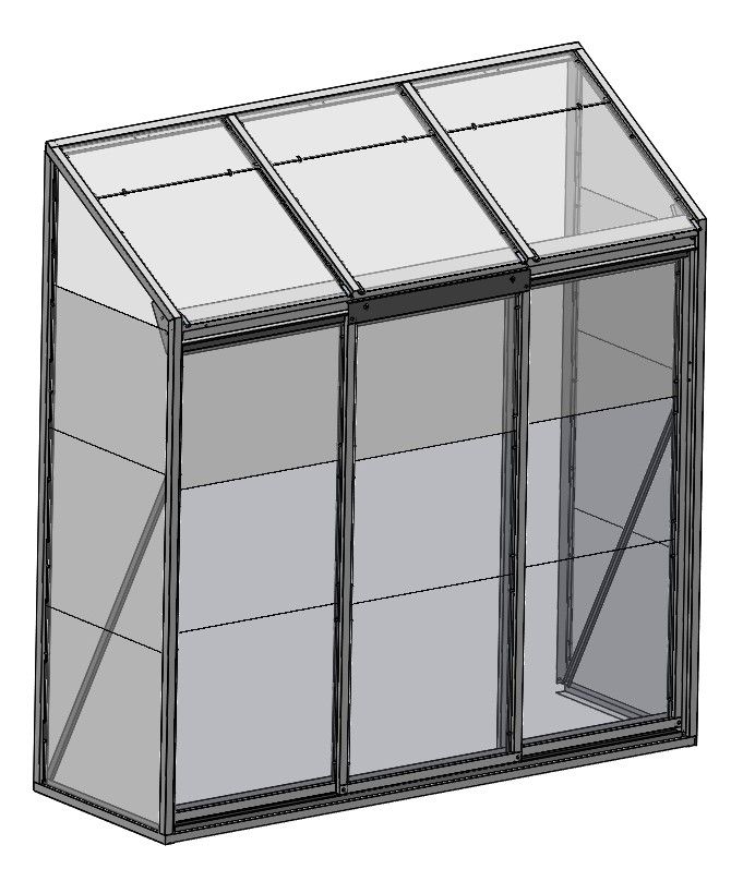 Argyle Lean-To 618 0.62m x 1.8m 3 Sliding Doors Glasshouse