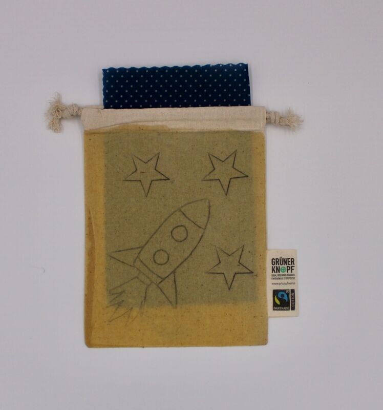 Vesperbeutel Größe S Space mit Wachslappe 20cm x 25cm Vesperbeutel Größe S Space mit Wachslappe 20cm x 25cm