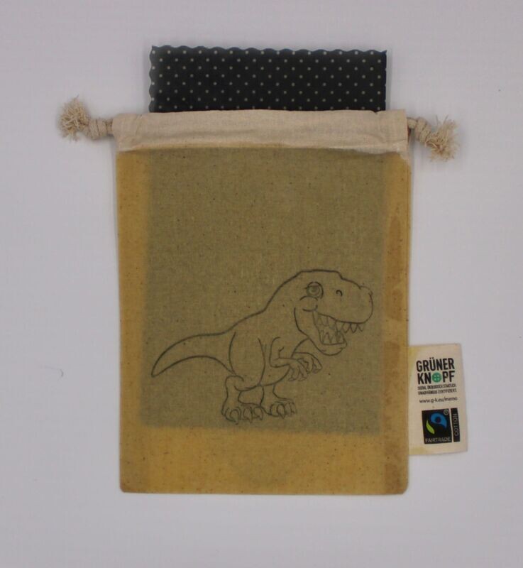 Vesperbeutel Größe S Dino mit Wachslappe 20cm x 25cm Vesperbeutel Größe S Dino mit Wachslappe 20cm x 25cm