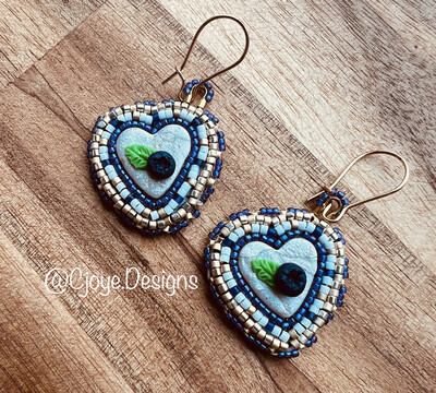 Small- Heart Shaped Blueberry Earrings