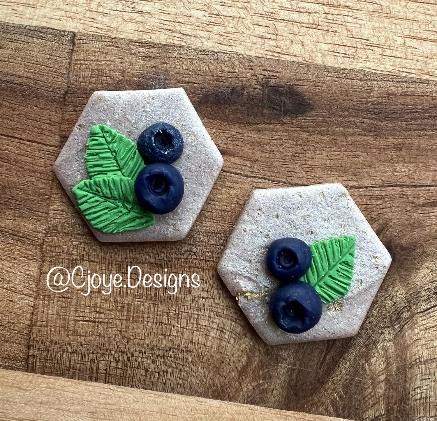 Set Of 1” Pink Hexagon Blueberry Cabachons