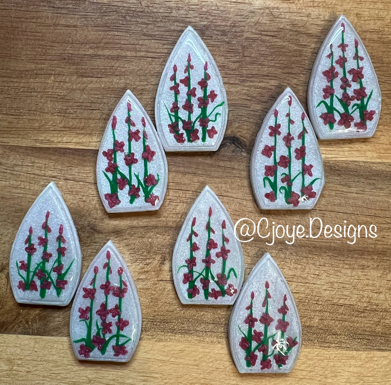 Set of Tear Drop Fireweed Cabachons/Cabs About 1.25” Long